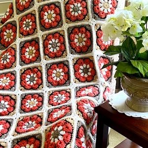 Handmade crocheted granny Square blanket